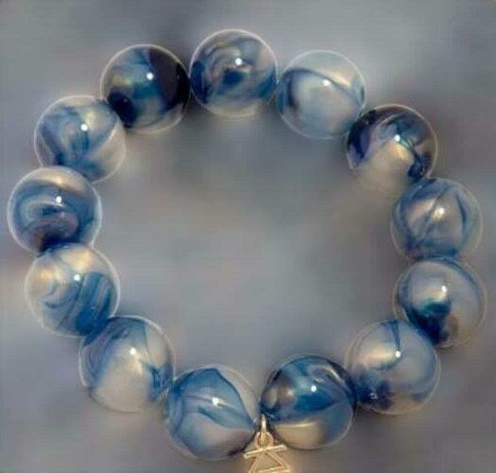 Zenzii Chunky Iridescent Bead Stretch Bracelet Navy